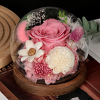 LED Table Decor with Preserved Rose - Mother's Day Gift in Dome