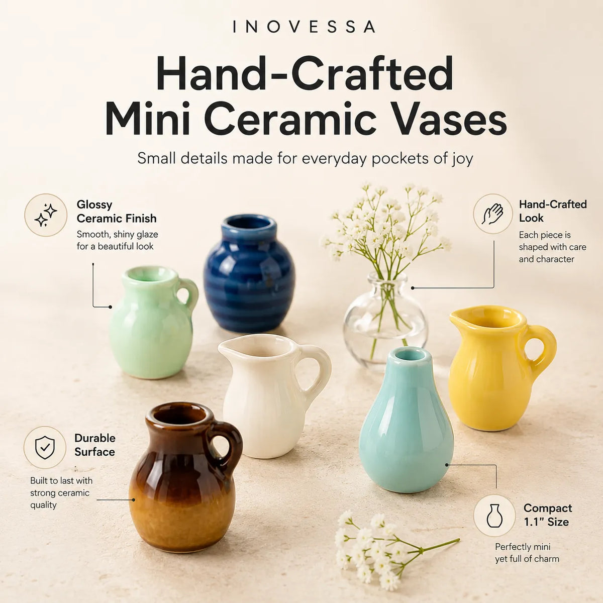 Charming Magnetic Ceramic Bud Vases
