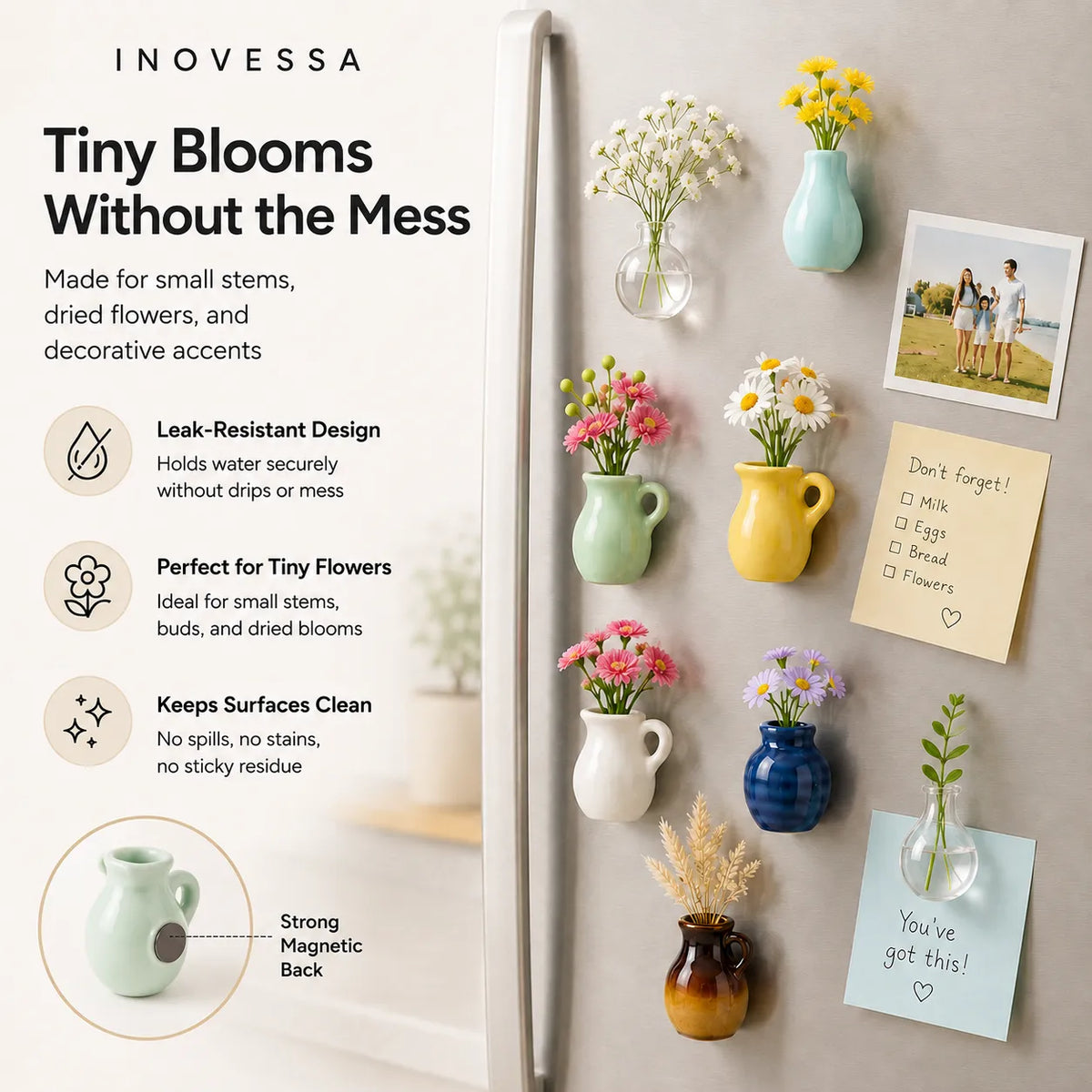Charming Magnetic Ceramic Bud Vases