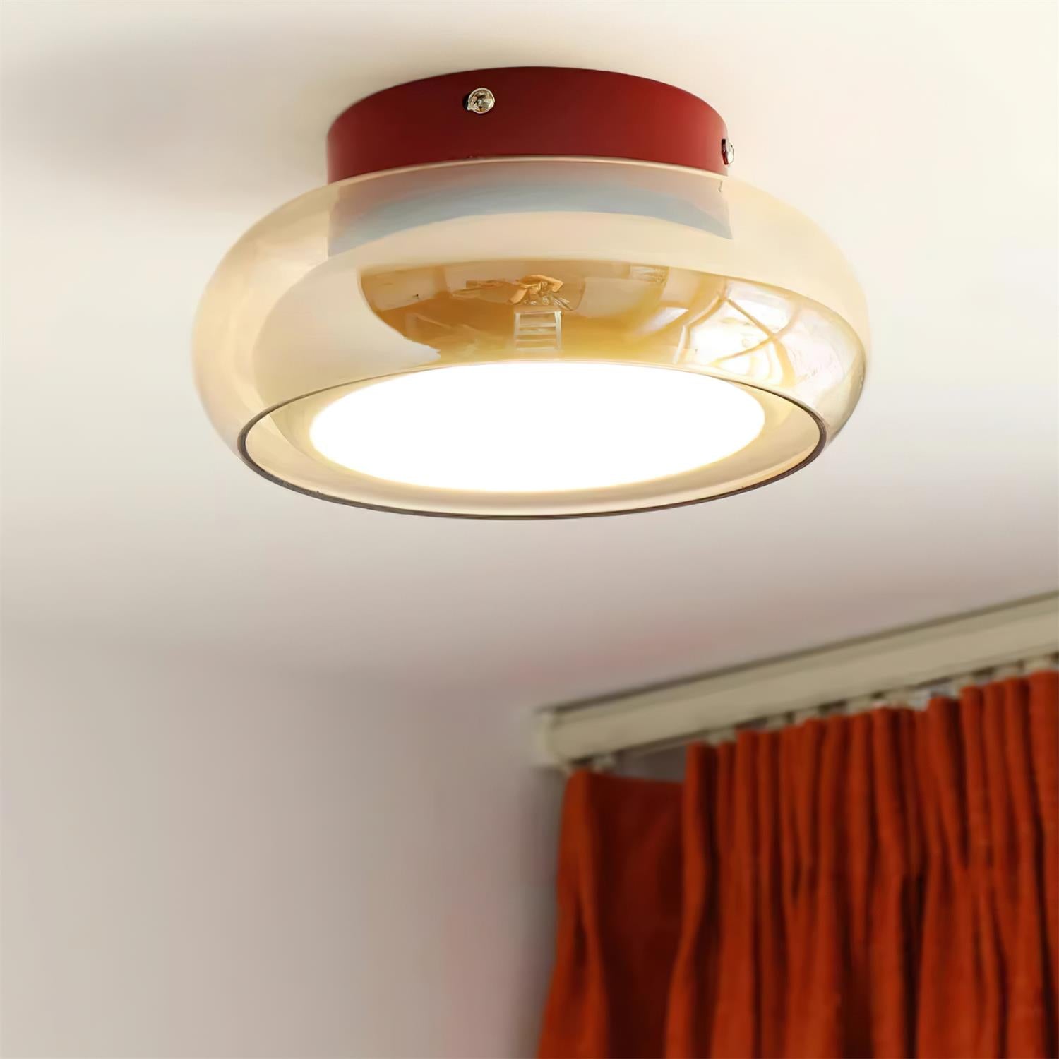 LED Indoor Ceiling Light – Retro Flush Mount Glass Fixture for June