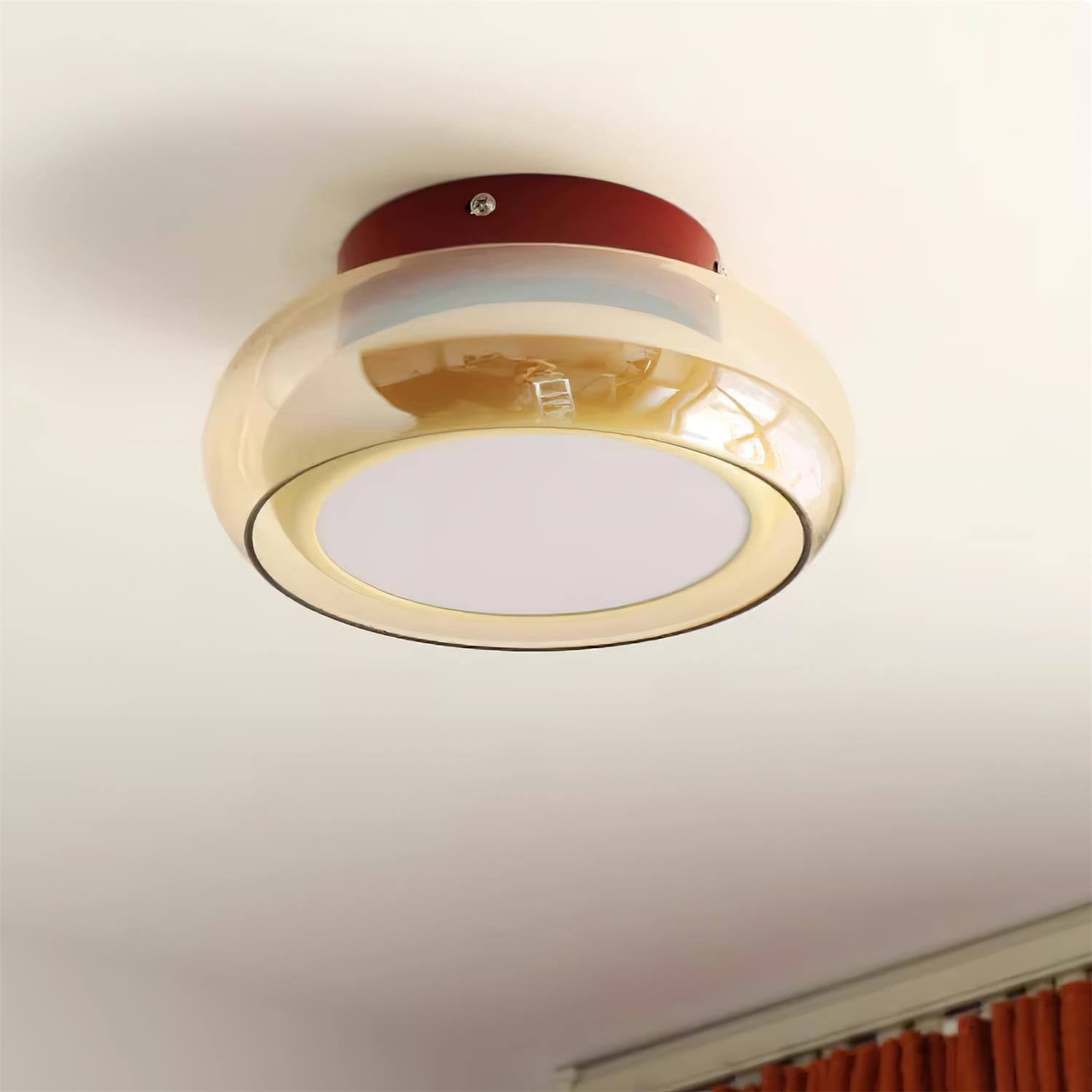 LED Indoor Ceiling Light – Retro Flush Mount Glass Fixture for June