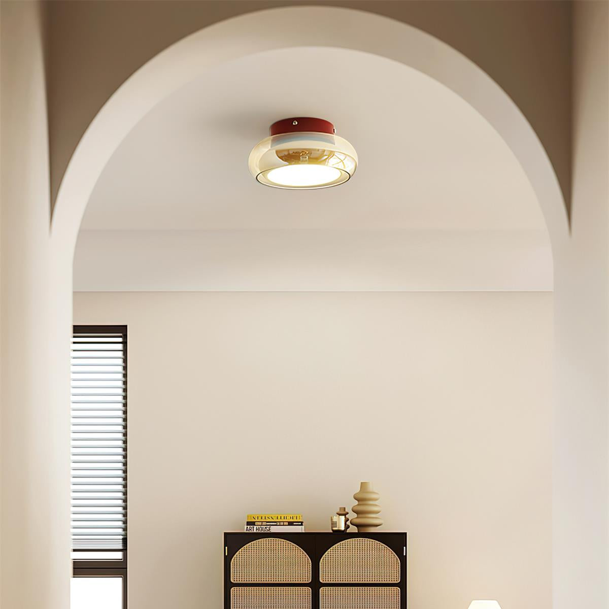 LED Indoor Ceiling Light – Retro Flush Mount Glass Fixture for June