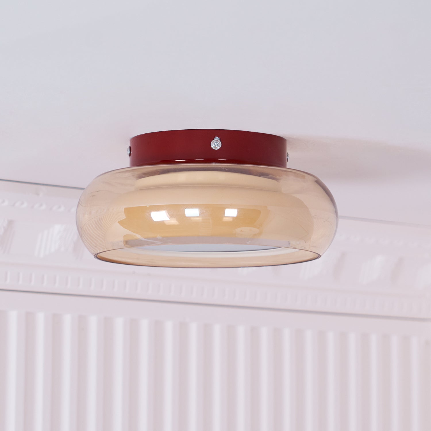LED Indoor Ceiling Light – Retro Flush Mount Glass Fixture for June