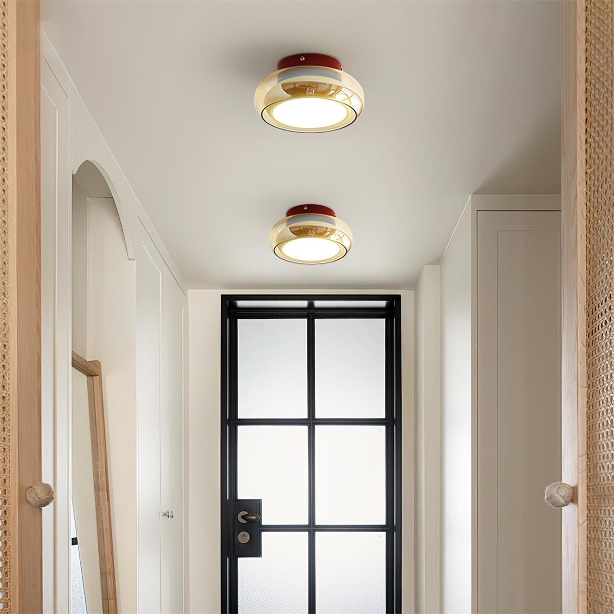 LED Indoor Ceiling Light – Retro Flush Mount Glass Fixture for June