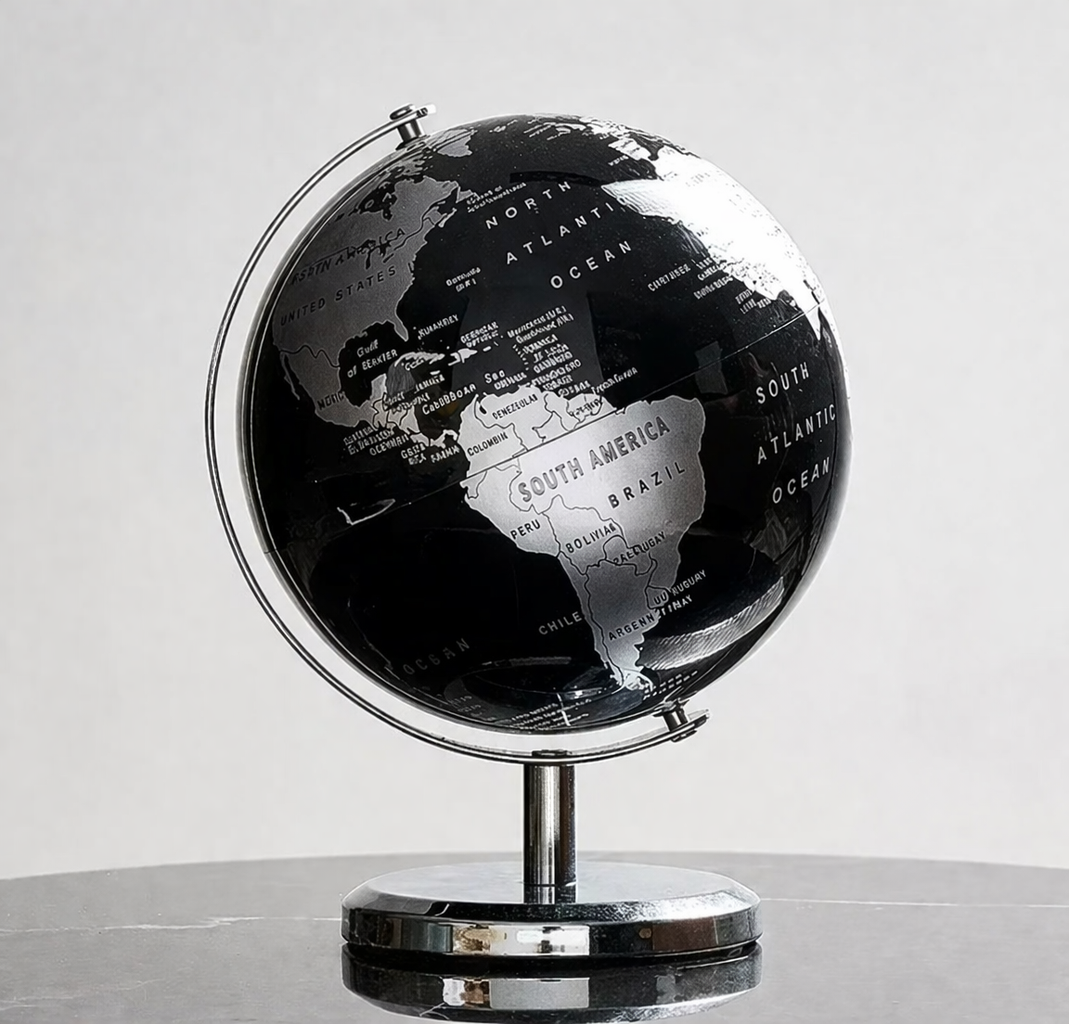 Stylish Desk Globe – Rotating Metal World Map for Contemporary Decor