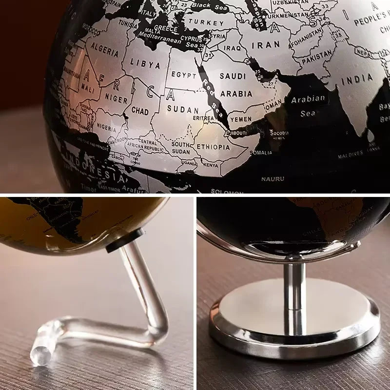 Stylish Desk Globe – Rotating Metal World Map for Contemporary Decor