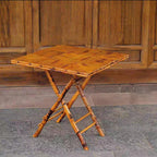 Foldable Round Table for Outdoor Dining | Solid Wood and Bamboo | Ideal for Patios and Gardens