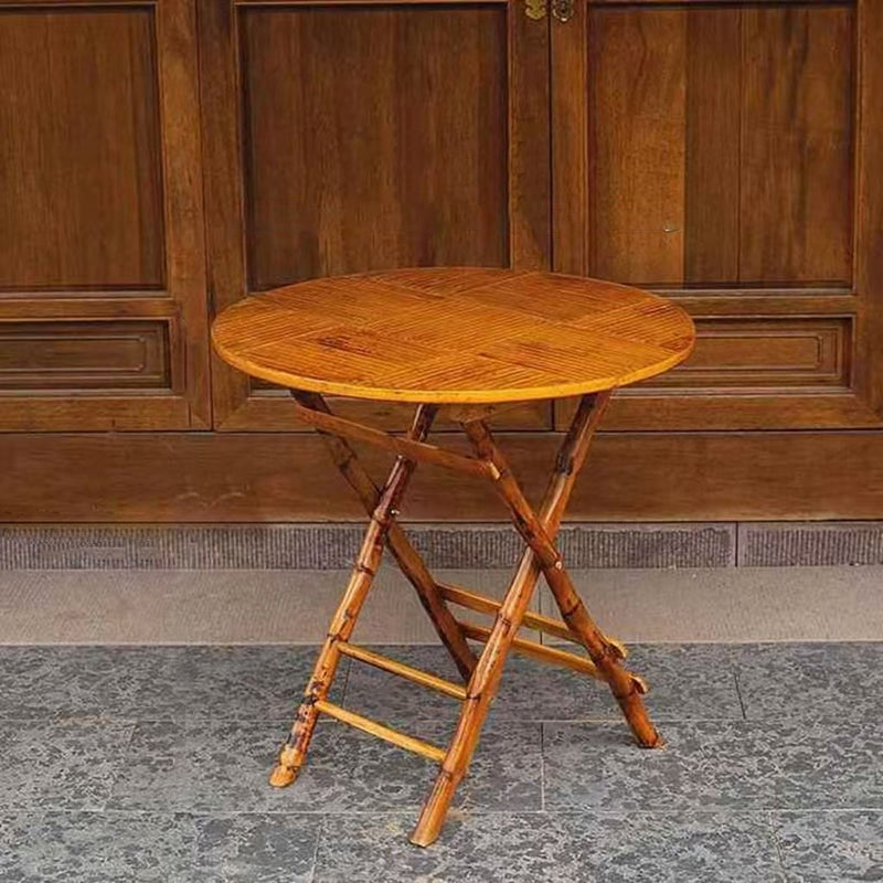 Foldable Round Table for Outdoor Dining | Solid Wood and Bamboo | Ideal for Patios and Gardens
