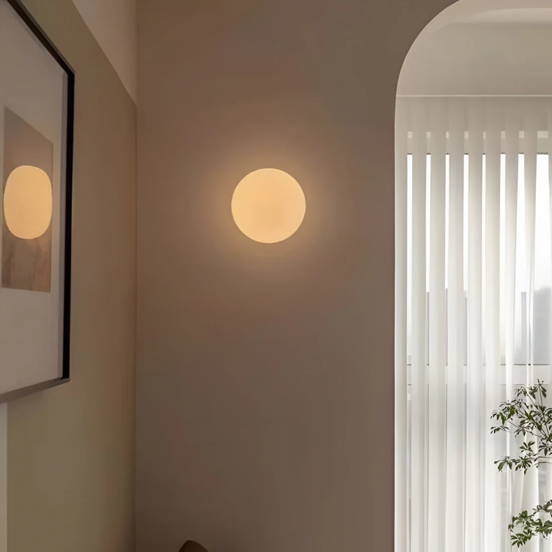 Stylish Wall Lamp with Round Glass and Warm White LED Illumination