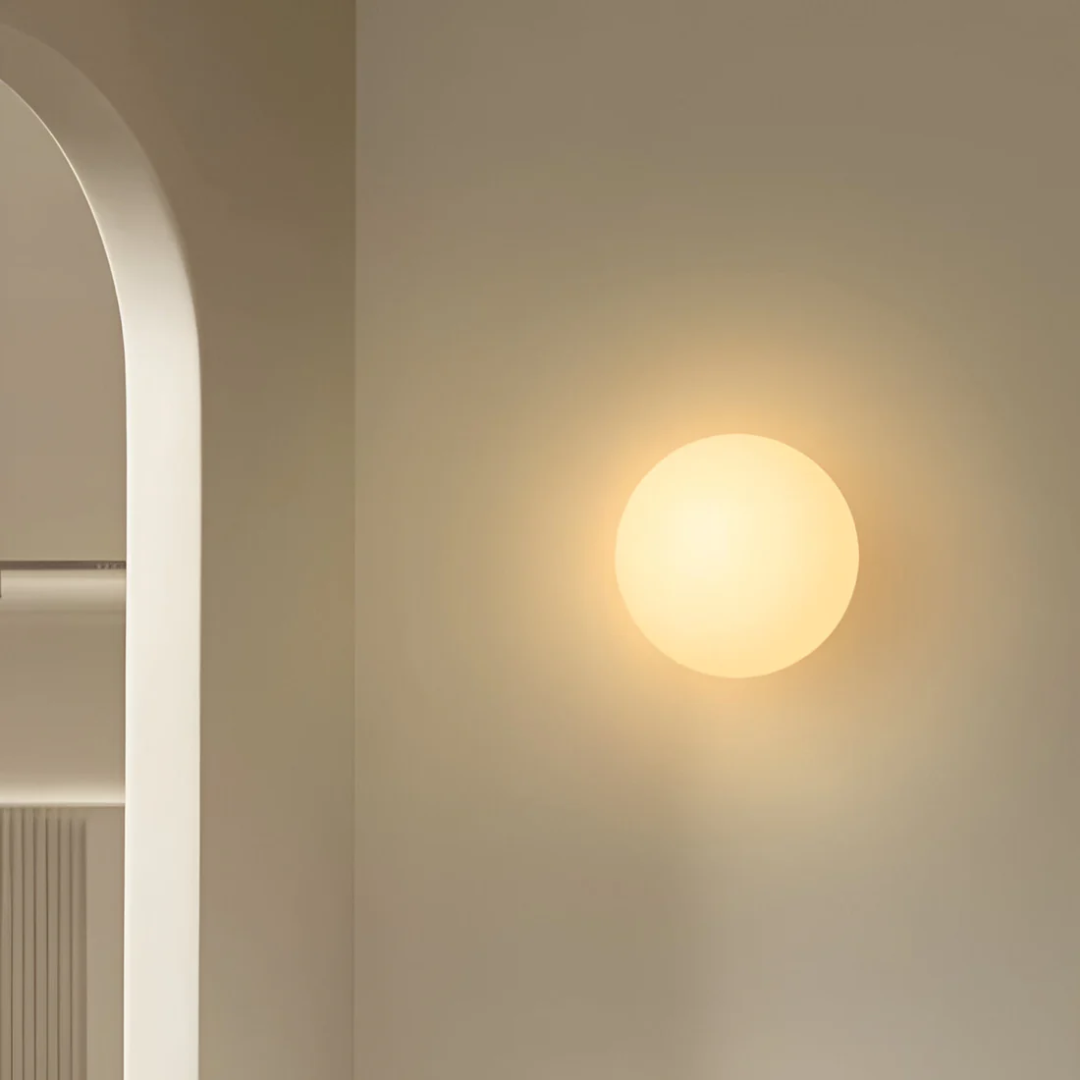 Stylish Wall Lamp with Round Glass and Warm White LED Illumination