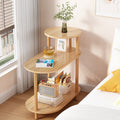 Modern Minimalist End Table in Solid Wood with 3-Tier Storage