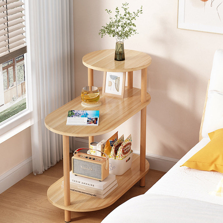 Modern Minimalist End Table in Solid Wood with 3-Tier Storage