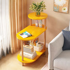 Modern Minimalist End Table in Solid Wood with 3-Tier Storage