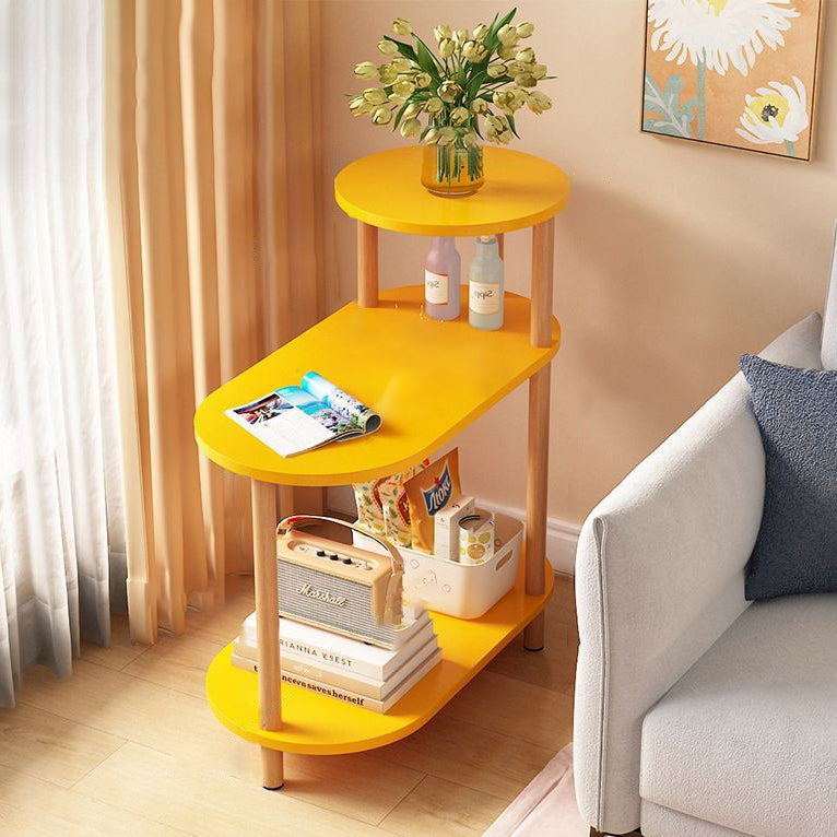 Modern Minimalist End Table in Solid Wood with 3-Tier Storage