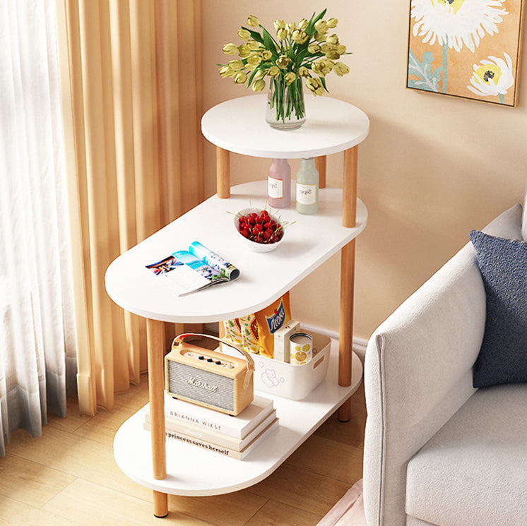 Modern Minimalist End Table in Solid Wood with 3-Tier Storage