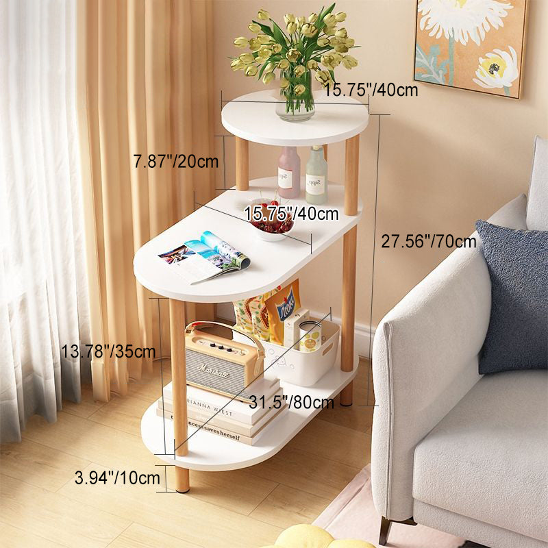 Modern Minimalist End Table in Solid Wood with 3-Tier Storage