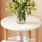 Modern Minimalist End Table in Solid Wood with 3-Tier Storage