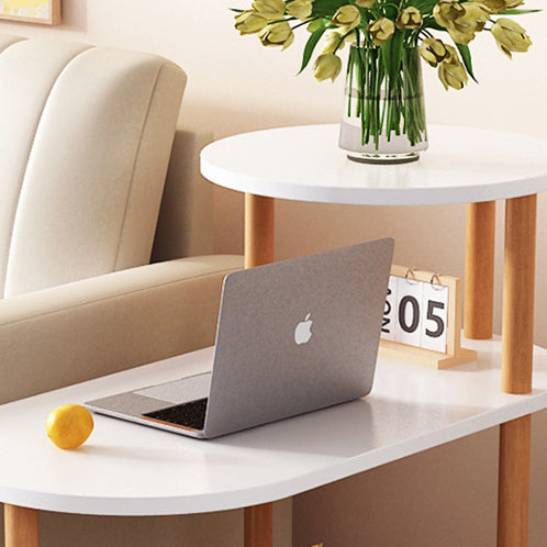 Modern Minimalist End Table in Solid Wood with 3-Tier Storage