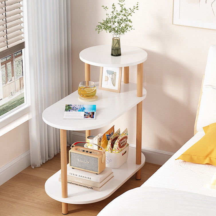 Modern Minimalist End Table in Solid Wood with 3-Tier Storage