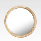 30-Inch Round Bathroom Mirror with Stylish Wooden Frame for Home Decor