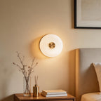 Nordic Style LED Wall Light with Round Natural Marble Shade for Modern Spaces