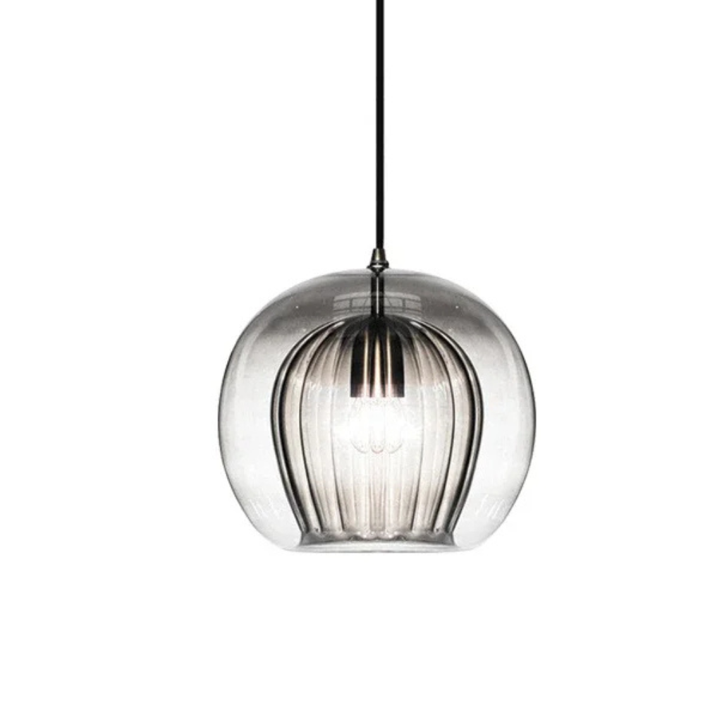Brass Fitting Round Pendant Light with Glass Shade
