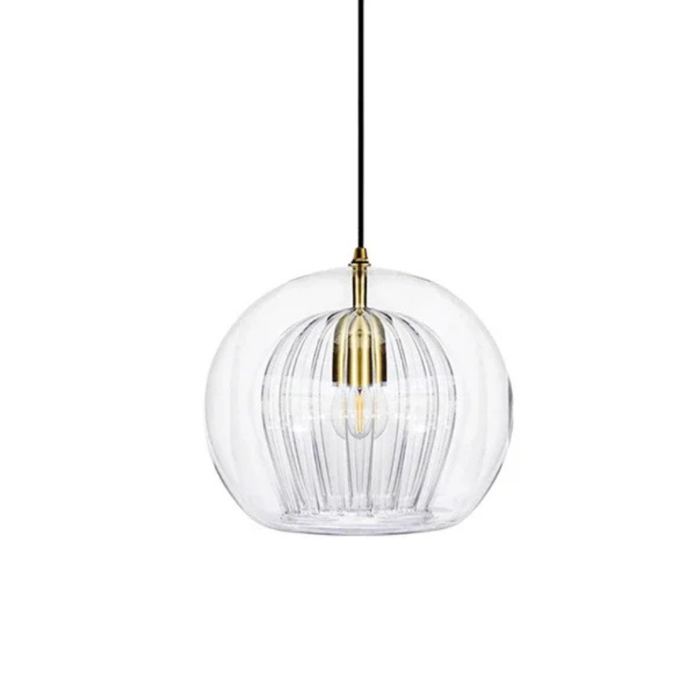 Brass Fitting Round Pendant Light with Glass Shade