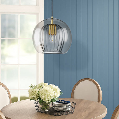 Brass Fitting Round Pendant Light with Glass Shade