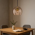 Brass Fitting Round Pendant Light with Glass Shade