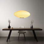 Pleated Fabric Shade Pendant Light - Round Lantern Design