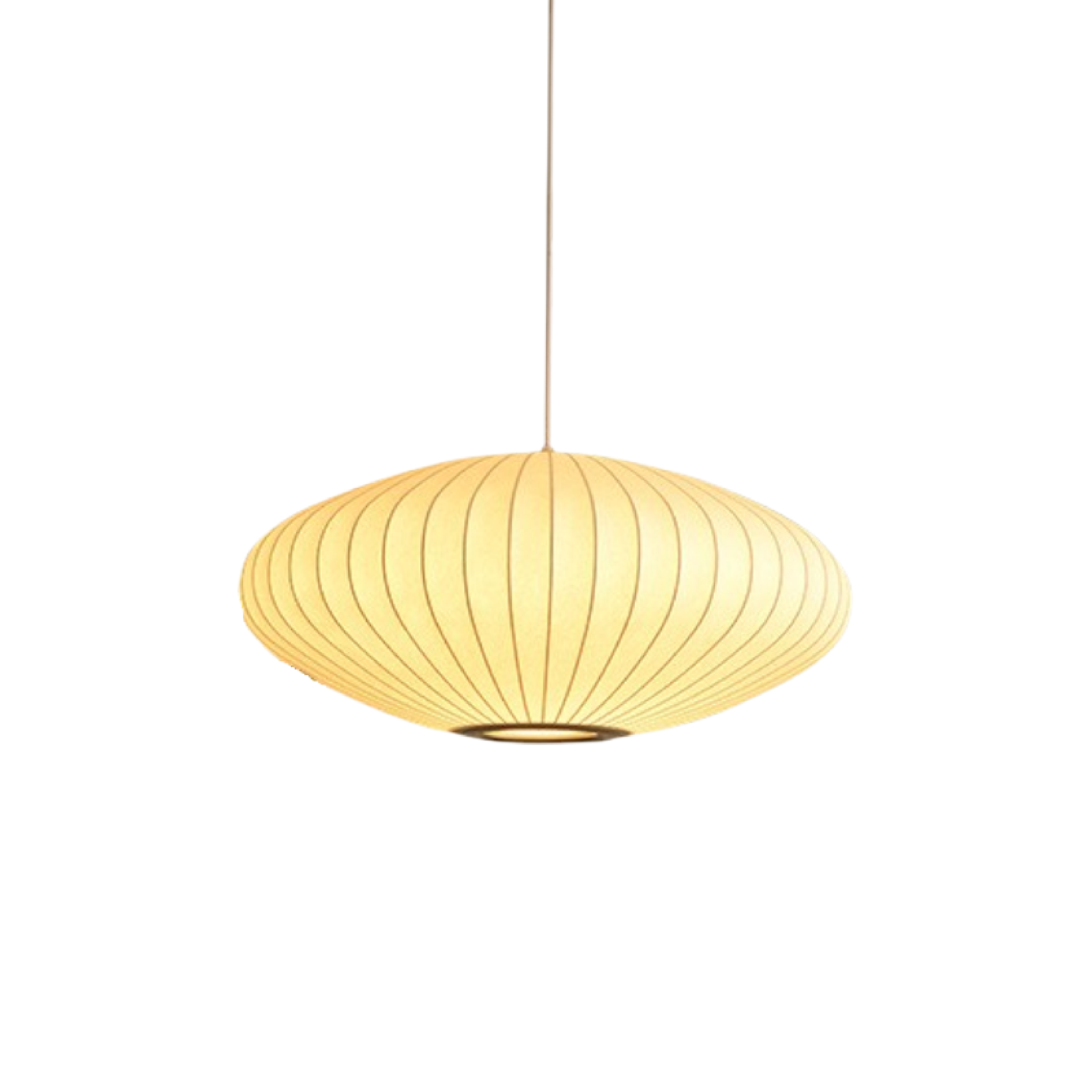 Pleated Fabric Shade Pendant Light - Round Lantern Design