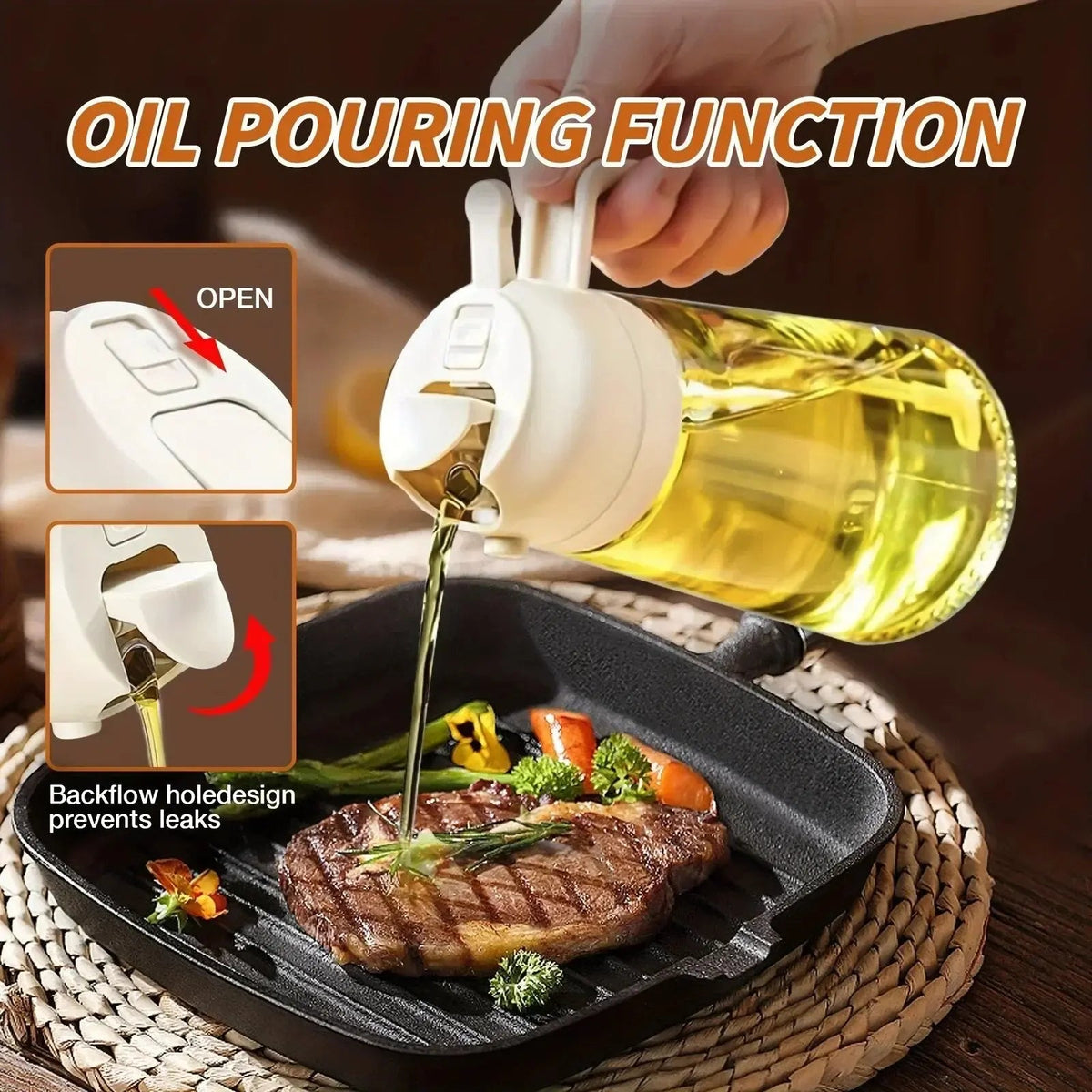 CulinarySpritz - 2-in-1 Oil Dispenser with Tilt & Spray Functionality