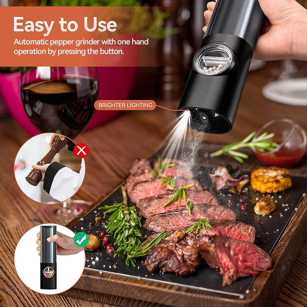Sleek Rechargeable Spice Grinder Set – USB Powered, Adjustable Grind