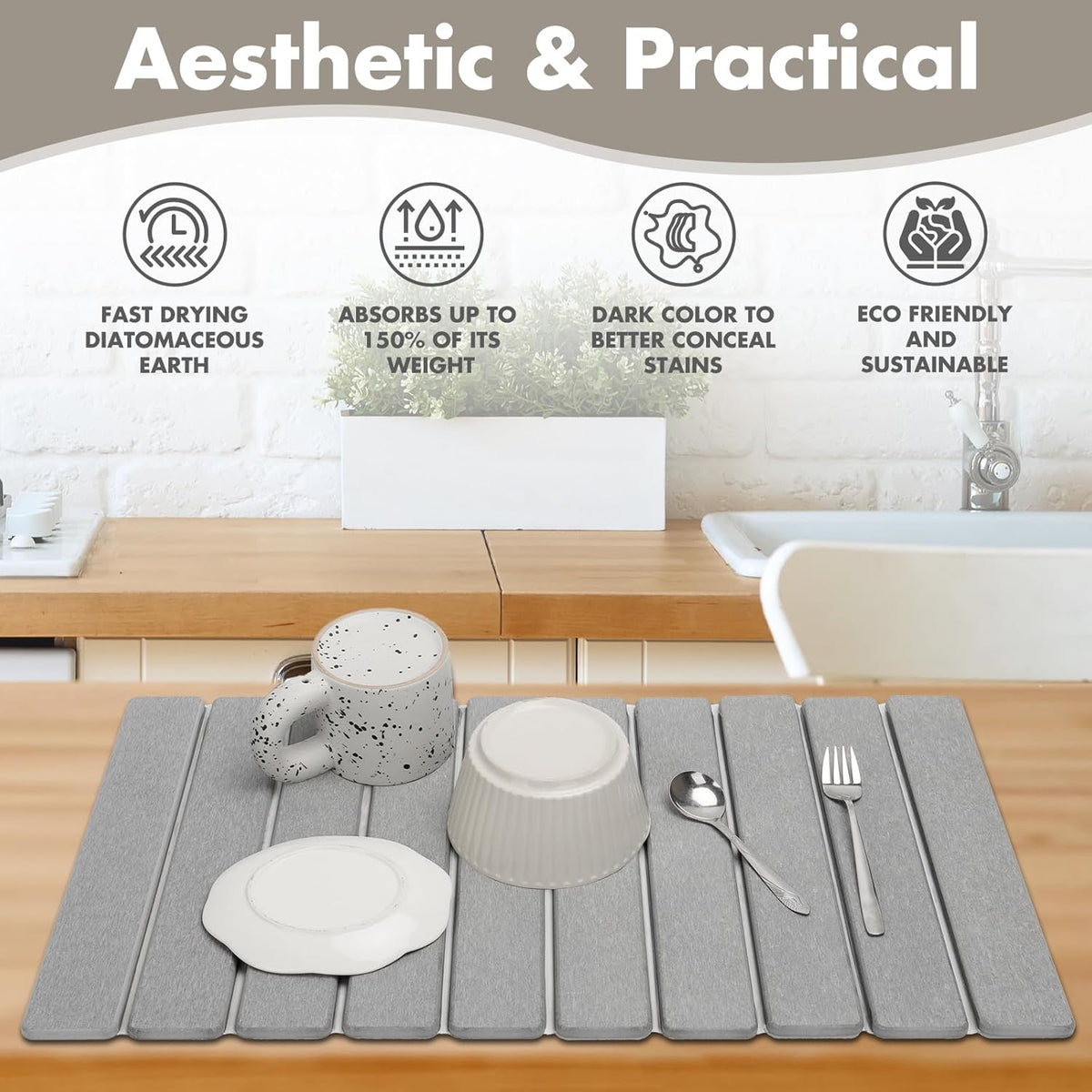 SwiftDry Diatomite Bath Mat - Anti-Mold, Heat-Resistant & Versatile