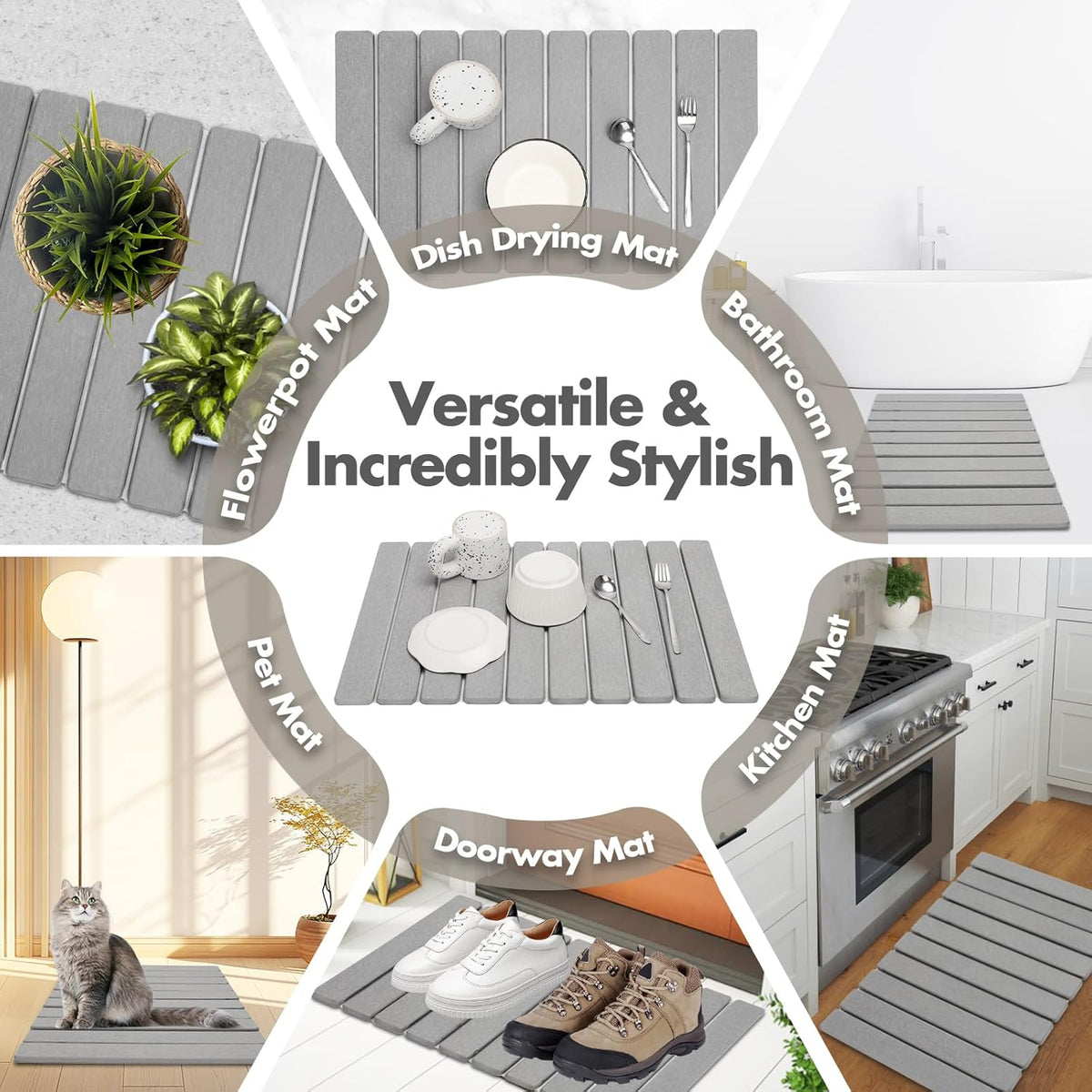 SwiftDry Diatomite Bath Mat - Anti-Mold, Heat-Resistant & Versatile