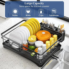 Premium Kitchen Dish Drying Rack with Adjustable Drainboard