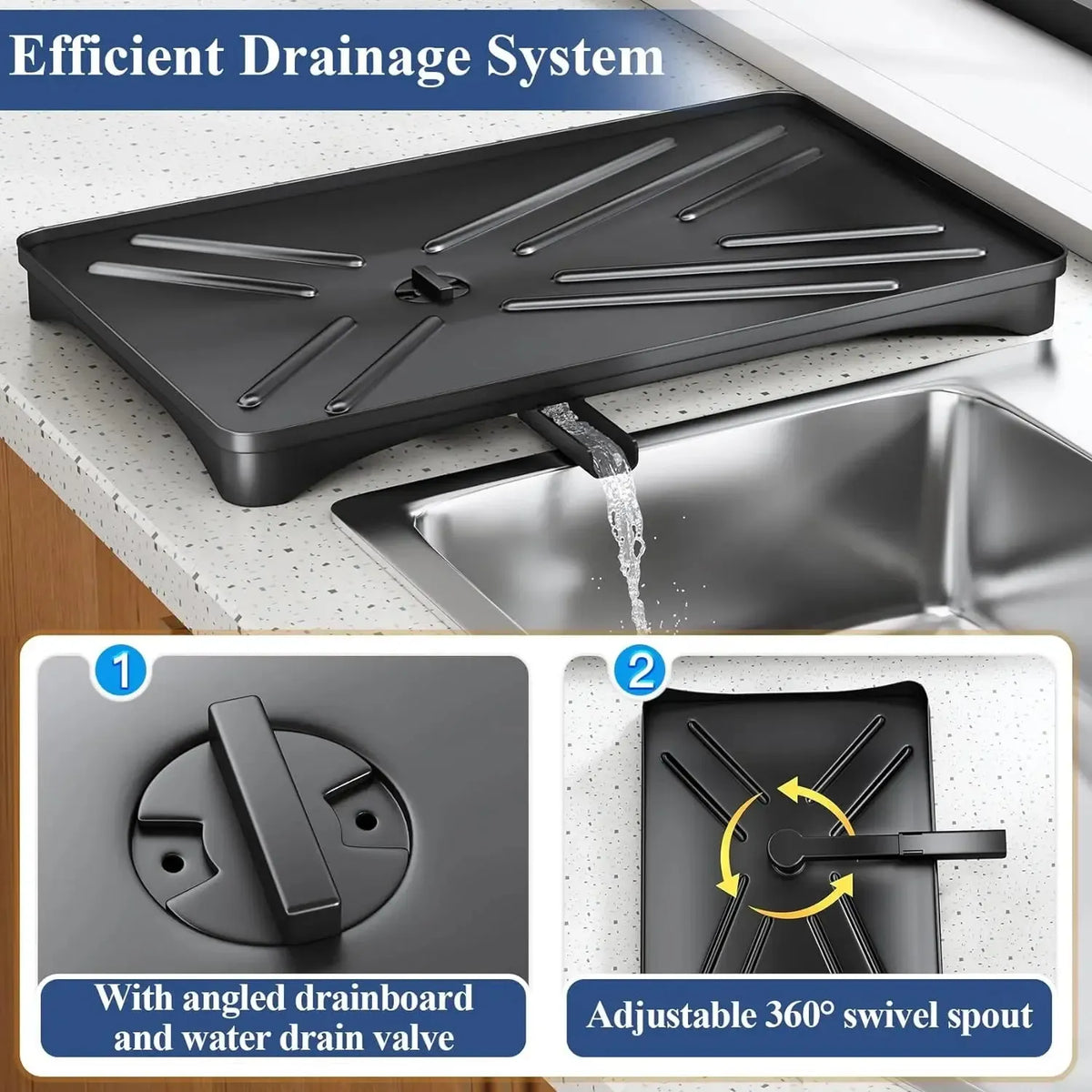 Premium Kitchen Dish Drying Rack with Adjustable Drainboard