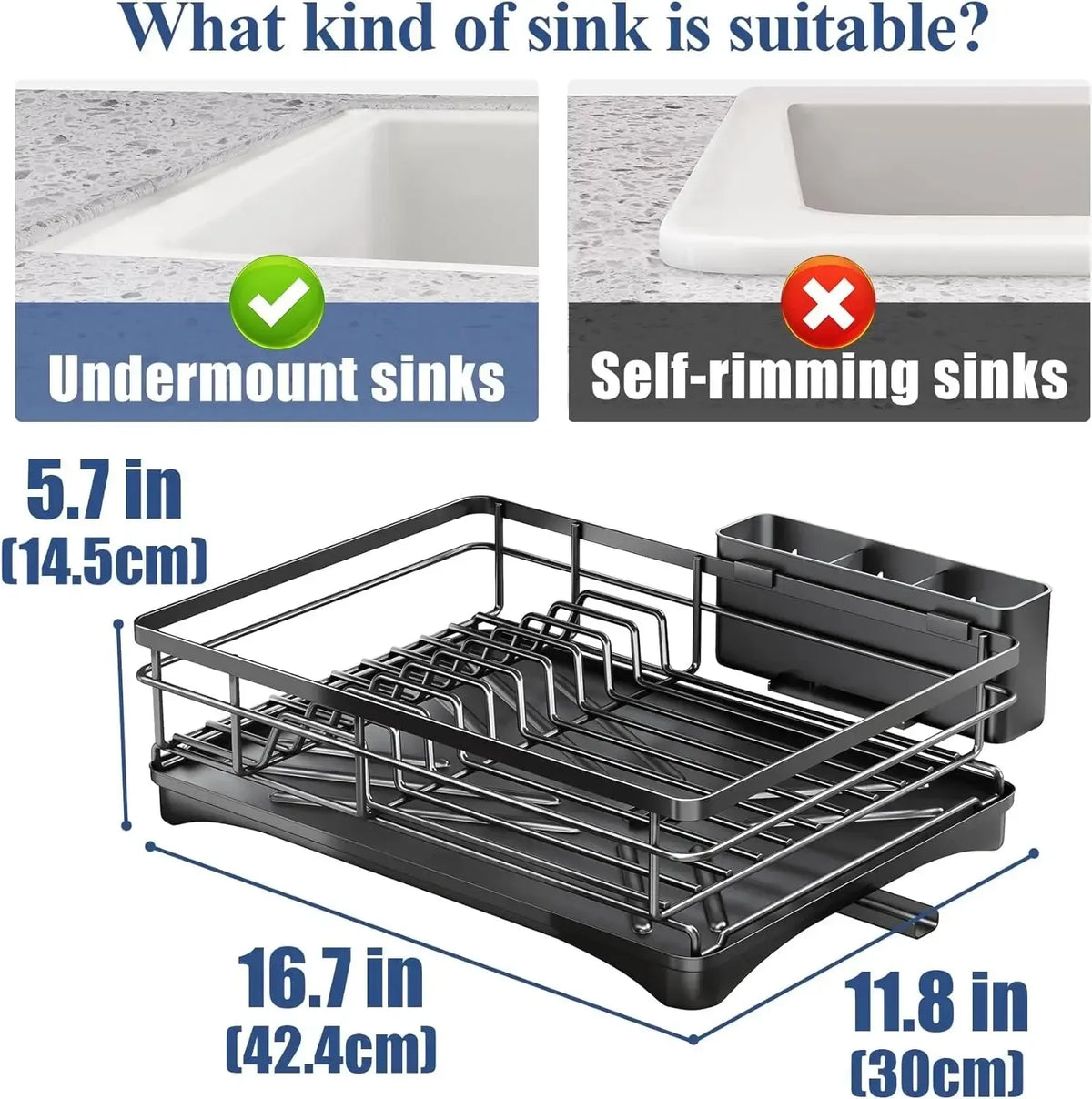 Premium Kitchen Dish Drying Rack with Adjustable Drainboard