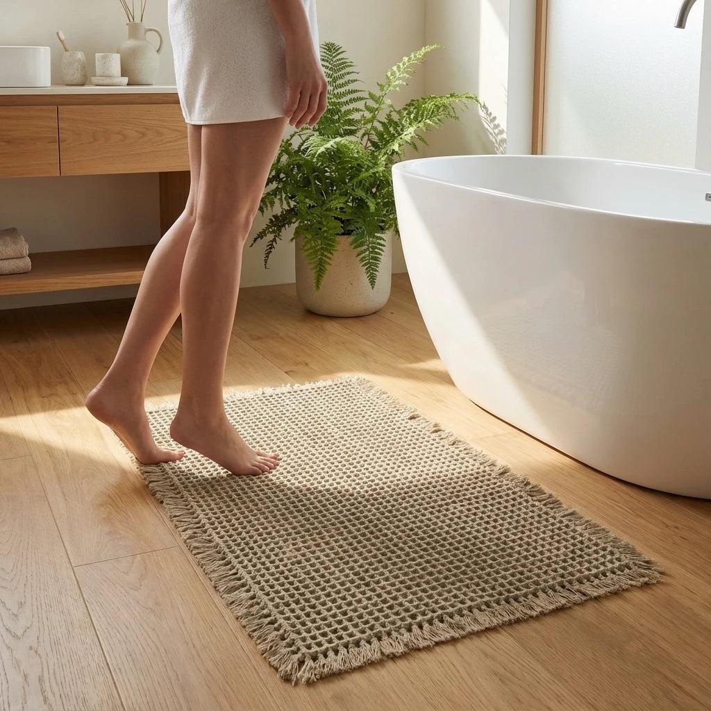 ComfortMax Quick-Dry Non-Slip Bath Rug, Soft Waffle Design