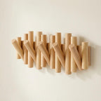 Elegant Wooden Wall Hooks - Versatile Flip-Down Storage Solution