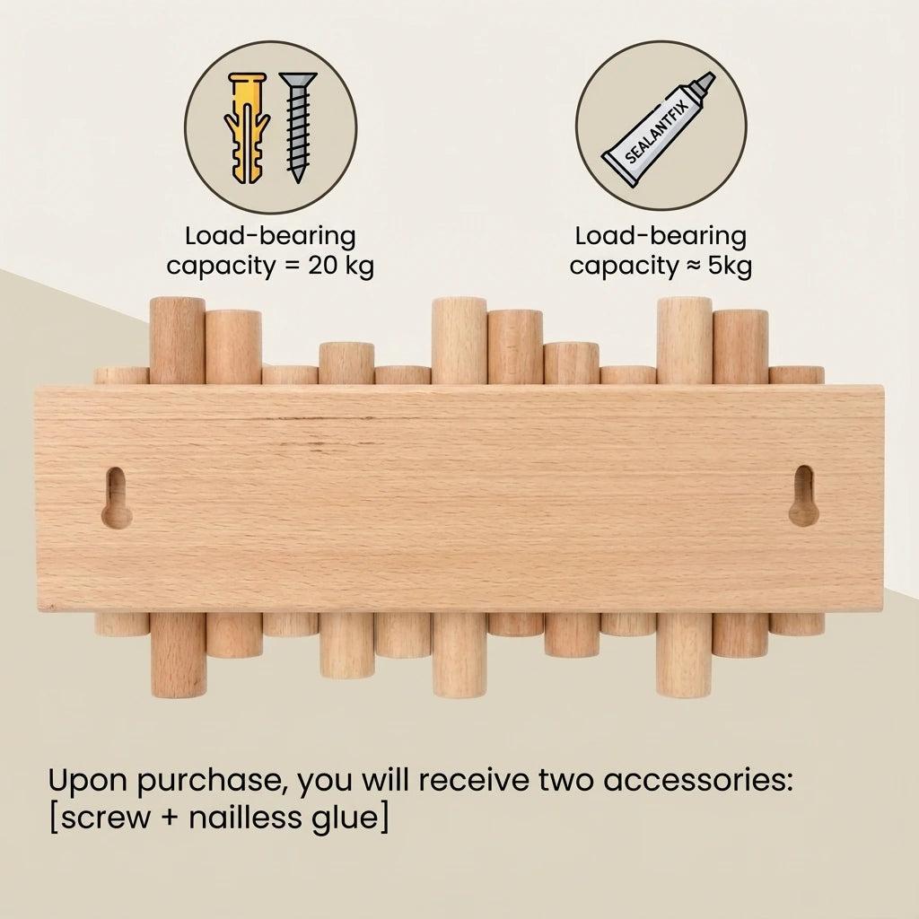 Elegant Wooden Wall Hooks - Versatile Flip-Down Storage Solution