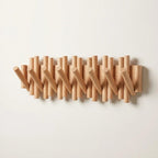 Elegant Wooden Wall Hooks - Versatile Flip-Down Storage Solution