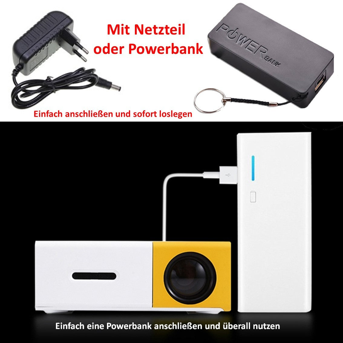 1,000-Lumen Compact Portable Mini Projector