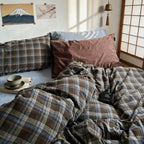 100% Cotton Breathable Vintage Plaid Bedding Set