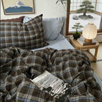 100% Cotton Breathable Vintage Plaid Bedding Set