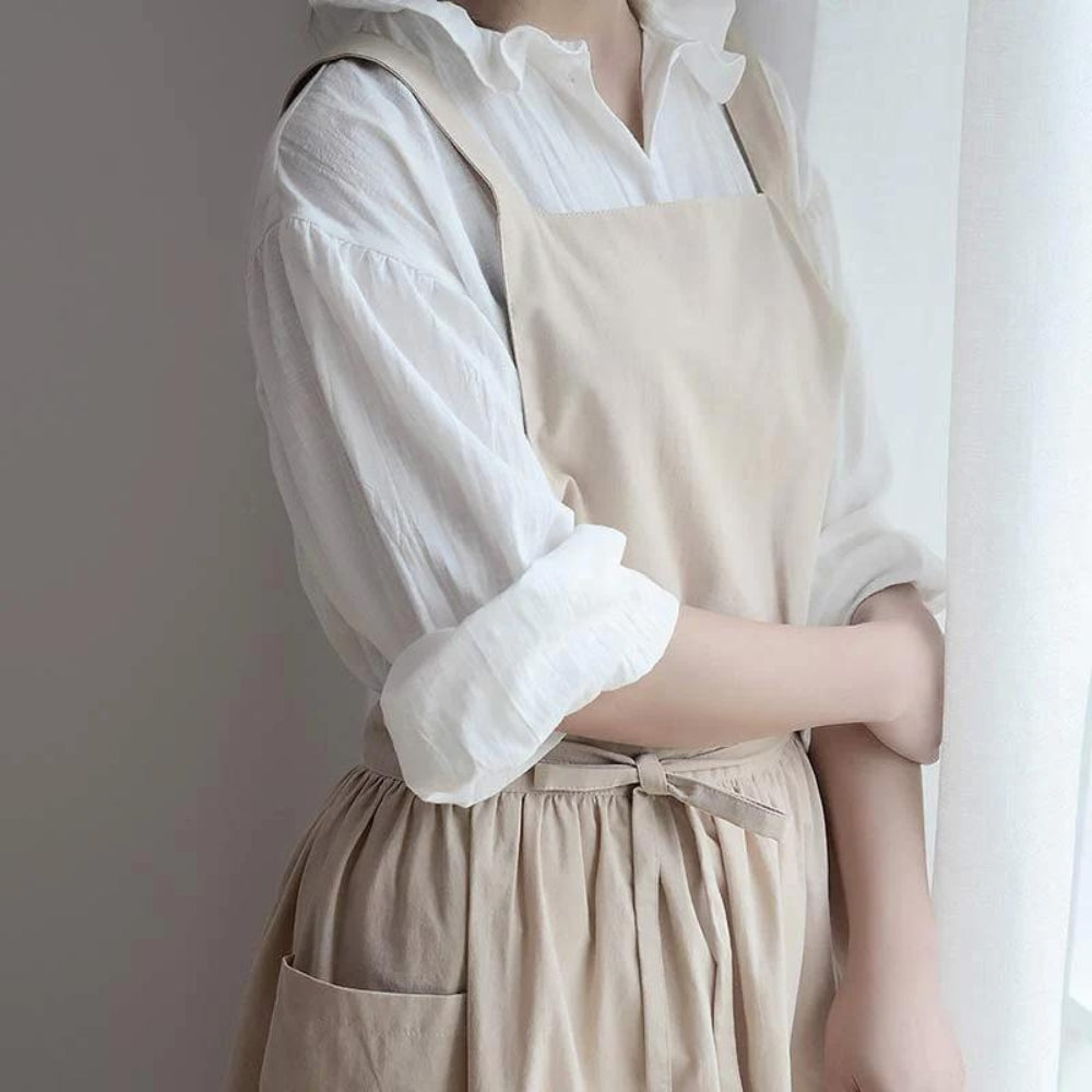 100% Cotton Cross-Back Apron With Pockets
