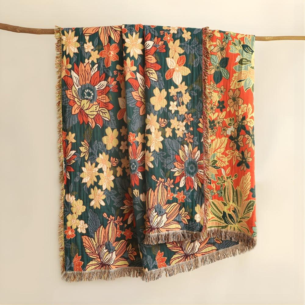100% Cotton Double Gauze Tassel-Edged Throw Blanket