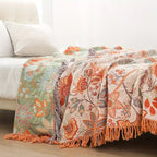 100% Cotton Floral Throw Blanket (Machine Washable)