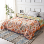 100% Cotton Floral Throw Blanket (Machine Washable)