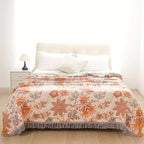 100% Cotton Floral Throw Blanket (Machine Washable)